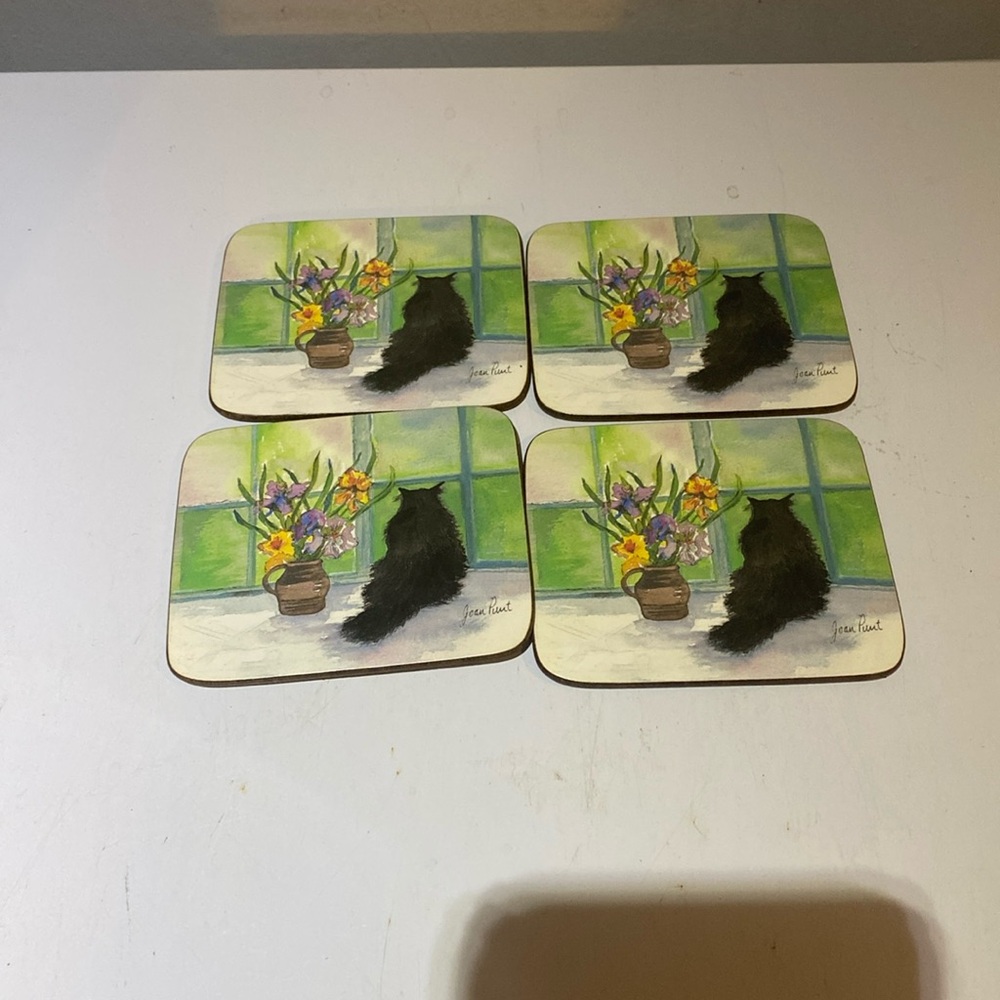 Black cat vintage  COASTERS  CATS  velour  back